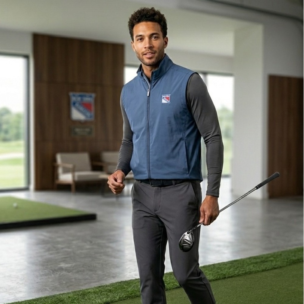 NWT Zero Restriction NY Rangers Golf Vest Mens XXL Blue Cloud Tour Series W335